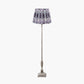 Canterbury Antique Silver Metal Floor Lamp Base with Izara 45cm Lilac Ikat Patterned Mushroom Pleat Tapered Lampshade