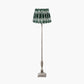 Canterbury Antique Silver Metal Floor Lamp Base with Izara 45cm Racing Green Ikat Patterned Mushroom Pleat Tapered Lampshade