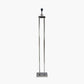 Langston Nickel Metal Column Floor Lamp Base with Lino 45cm Grey Self Lined Linen Cylinder Lampshade