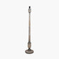 Captiva Grey Wash Mango Wood Floor Lamp Base with Rouen 45cm White Boucle Cylinder Lampshade