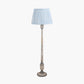 Captiva Grey Wash Mango Wood Floor Lamp Base with Thiago 45cm Ocean Blue Stripe Mushroom Pleat Tapered Lampshade