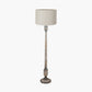 Captiva Grey Wash Mango Wood Floor Lamp Base with Lino 45cm Grey Self Lined Linen Cylinder Lampshade