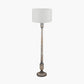 Captiva Grey Wash Mango Wood Floor Lamp Base with Lino 45cm White Self Lined Linen Cylinder Lampshade