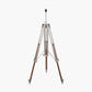 Port Nickel and Wood Tripod Floor Lamp Base with Lino 55cm Steel Grey Self Lined Linen Cylinder Lampshade