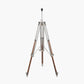 Port Nickel and Wood Tripod Floor Lamp Base with Lino 55cm Steel Grey Self Lined Linen Cylinder Lampshade