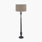 Captiva Antique Black Mango Wood Floor Lamp Base with Edward 45cm Natural Linen Cylinder Lampshade