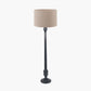 Captiva Antique Black Mango Wood Floor Lamp Base with Rouen 45cm Taupe Boucle Cylinder Lampshade