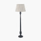 Captiva Antique Black Mango Wood Floor Lamp Base with Thiago 45cm Natural Stripe Mushroom Pleat Tapered Lampshade