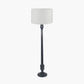 Captiva Antique Black Mango Wood Floor Lamp Base with Lino 45cm White Self Lined Linen Cylinder Lampshade
