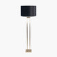 Langston Satin Brass Metal Column Floor Lamp Base with Bow 45cm Black Velvet Cylinder Lampshade