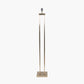 Langston Satin Brass Metal Column Floor Lamp Base with Lino 45cm Black Self Lined Linen Cylinder Lampshade