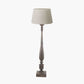 Alia Grey Wash Turned Mango Wood Floor Lamp Base with Coast 50cm Cream Calico Tapered Lampshade