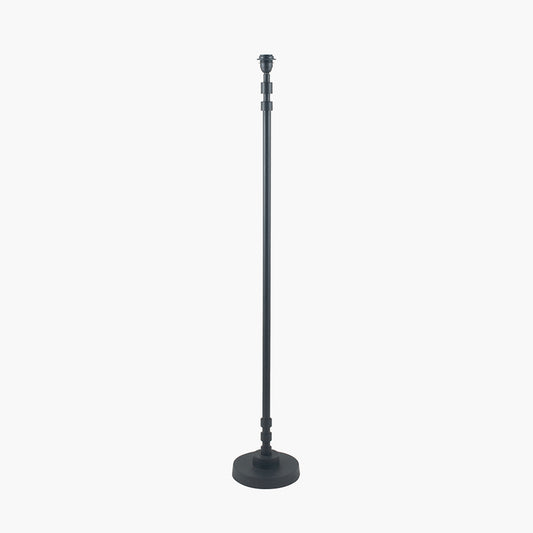 Rhode Matt Black Stick Metal Floor Lamp Base with Bow 40cm Slate Velvet Cylinder Lampshade