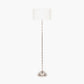 Almas Silver Metal Floor Lamp Base with Henry 45cm White Handloom Cylinder Lampshade