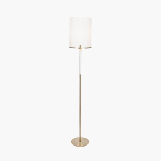 Midland Champagne Gold Metal and Marble Effect Floor Lamp
