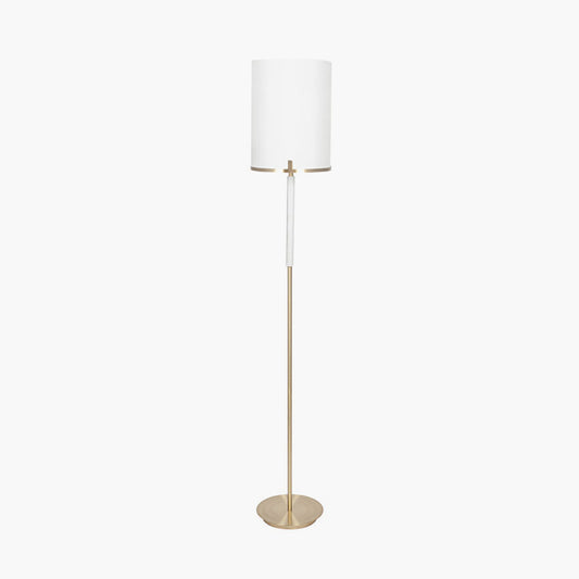 Midland Champagne Gold Metal and Marble Effect Floor Lamp