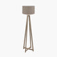 Whitby Grey Wash Wood Tapered 4 Post Floor Lamp Base with Edward 45cm Natural Linen Cylinder Lampshade