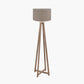 Whitby Grey Wash Wood Tapered 4 Post Floor Lamp Base with Edward 45cm Natural Linen Cylinder Lampshade
