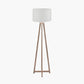 Whitby Grey Wash Wood Tapered 4 Post Floor Lamp Base with Lino 45cm White Self Lined Linen Cylinder Lampshade