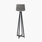Whitby Matt Black Wood Tapered 4 Post Floor Lamp Base with Vienna 45cm Black Chevron Mushroom Pleat Lampshade