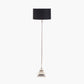 Claudius Nickel Metal Stick Floor Lamp Base with Harry 40cm Black Cotton Mix Cylinder Lampshade