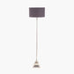 Claudius Nickel Metal Stick Floor Lamp Base with Henry 40cm Grey Handloom Cylinder Lampshade