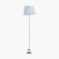 Claudius Nickel Metal Stick Floor Lamp Base with Thiago 40cm Ocean Blue Stripe Mushroom Pleat Tapered Lampshade