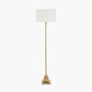 Claudius Gold Metal Stick Floor Lamp Base with Henry 40cm White Handloom Cylinder Lampshade