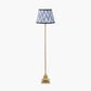 Claudius Gold Metal Stick Floor Lamp Base with Kamilah 40cm Blue Chevron Patterned Mushroom Pleat Tapered Lamp Shade