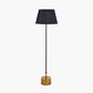 Antoine Black Croc and Antique Brass Metal Floor Lamp Base with Lyndon 40cm Black Silk Mix Knife Pleat Tapered Lampshade