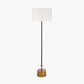 Antoine Black Croc and Antique Brass Metal Floor Lamp Base with Henry 40cm White Handloom Cylinder Lampshade
