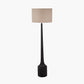 Marin Black Wood Tall Neck Floor Lamp Base with Edward 45cm Natural Linen Cylinder Lampshade