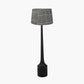 Marin Black Wood Tall Neck Floor Lamp Base with Vienna 45cm Black Chevron Mushroom Pleat Lampshade