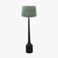 Marin Black Wood Tall Neck Floor Lamp Base with Vienna 45cm Forest Green Chevron Mushroom Pleat Lampshade