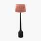 Marin Black Wood Tall Neck Floor Lamp Base with Vienna 45cm Red Chevron Mushroom Pleat Lampshade