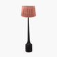 Marin Black Wood Tall Neck Floor Lamp Base with Vienna 45cm Red Chevron Mushroom Pleat Lampshade