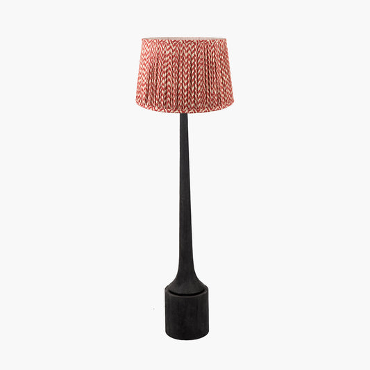 Marin Black Wood Tall Neck Floor Lamp Base with Vienna 45cm Red Chevron Mushroom Pleat Lampshade