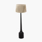 Marin Black Wood Tall Neck Floor Lamp Base with Vienna 45cm Taupe Chevron Mushroom Pleat Lampshade