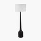 Marin Black Wood Tall Neck Floor Lamp Base with Lino 45cm White Self Lined Linen Cylinder Lampshade
