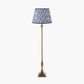 Canterbury Antique Brass Metal Floor Lamp Base with Kamilah 45cm Blue Chevron Patterned Mushroom Pleat Tapered Lamp Shade