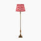 Canterbury Antique Brass Metal Floor Lamp Base with Kamilah 45cm Red Chevron Patterned Mushroom Pleat Tapered Lamp Shade