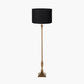 Canterbury Antique Brass Metal Floor Lamp Base with Lino 45cm Black Self Lined Linen Cylinder Lampshade