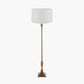 Canterbury Antique Brass Metal Floor Lamp Base with Lino 45cm Cream Self Lined Linen Cylinder Lampshade