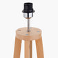 Whitby Natural Wood Tapered 4 Post Floor Lamp Base with Lino 45cm Cream Self Lined Linen Cylinder Lampshade