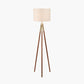Vali Gold Metal and Brown Wood Grain Tripod Floor Lamp