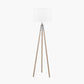 Vali Silver Metal and Grey Wood Grain Tripod Floor Lamp
