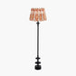 Emilio Matt Black Candlestick Floor Lamp Base with Izara 45cm Cinnamon Ikat Patterned Mushroom Pleat Tapered Lampshade