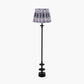 Emilio Matt Black Candlestick Floor Lamp Base with Izara 45cm Lilac Ikat Patterned Mushroom Pleat Tapered Lampshade