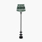 Emilio Matt Black Candlestick Floor Lamp Base with Izara 45cm Racing Green Ikat Patterned Mushroom Pleat Tapered Lampshade
