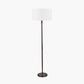 Piero Antique Bronze Metal Candlestick Floor Lamp Base with Henry 45cm White Handloom Cylinder Lampshade